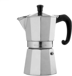 Bellemain Stovetop Espresso Maker Moka Pot (Silver, 6 Cup)