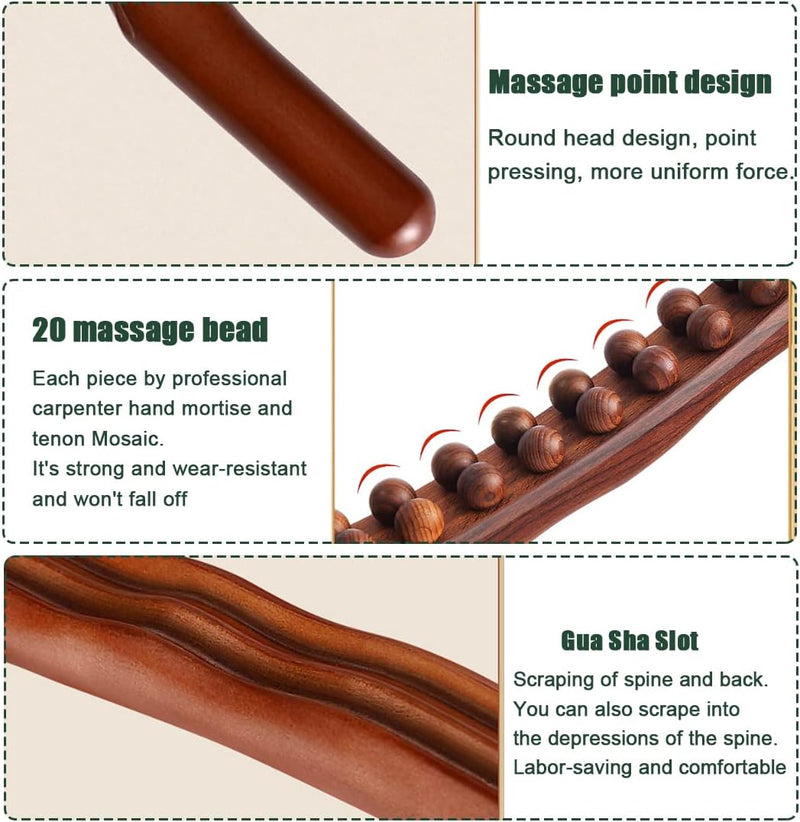 Wood Therapy Massage Tools 20 Beads Myofascial Release Tool Stomach Cellulite Massager,Ease Neck Back Waist and Leg Hip Pain Self Body Sculpting Massage Tool