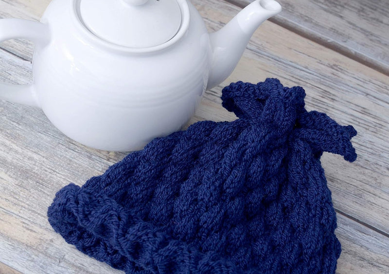 Navy Teapot Cozy Tea Pot Cosy Cover Knitted Warmer Cosie