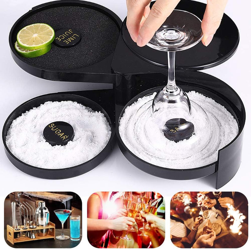 Dualshine 3-Tier Bar Juice Cocktail Seasoning Box Rimmers Bartender Tool Jewelry Storage Box Sugar Salt Rimmer for Bar Party