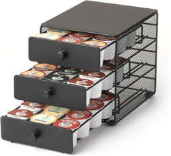 Nifty Coffee Pod Drawer – Black Satin Finish, Compatible with K-Cups, 90 Pod Pack Capacity Rack, 5-Tier Holder, XXL Storage, Stylish Home or Office Kitchen Counter Organizer