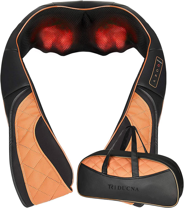 TRIDUCNA Shiatsu Neck Shoulder Back Massager with Heat and Carry Bag - Electric Massage Pillow with Deep Tissue Kneading for Lower Back, Calf, Leg Massage - Use at Home, Office, and Car
