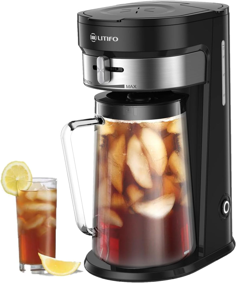 LITIFO Iced Tea Maker and Iced Coffee Maker Brewing System with 2-quart Pitcher, Perfect For Fruit Infused Tea, Lemonade, Flavored Water (Light Green)