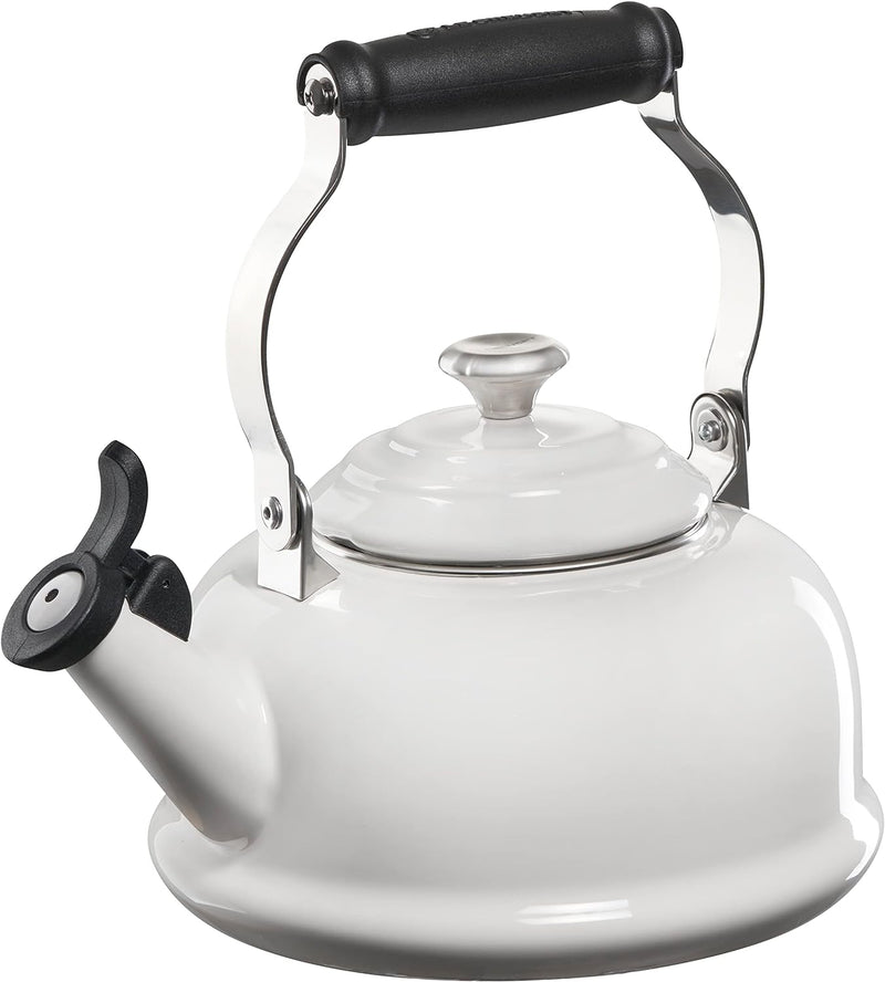 Le Creuset Enamel On Steel Whistling Tea Kettle with Metal Finishes, 1.7 qt., Cerise