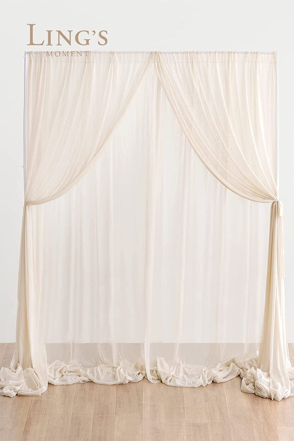 10ft x 10ft Chiffon Wedding Backdrop with Curtain Drapes - Nude