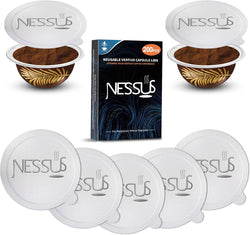 Nessus Reusable Vertuo Capsule Kit, [ALSeal EZ FIT] for Reusable Nespresso Pods with 100 Pcs Aluminum Foil Seal Lids, Holder, Brush, for Refilling Nespresso Vertuo Pods Reusable Vertuoline Pod