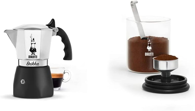 Bialetti - New Brikka, Moka Pot, the Only Stovetop Coffee Maker Capable of Producing a Crema-Rich Espresso, 4 Cups (5,7 Oz), Aluminum and Black