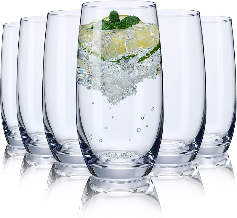 CUKBLESS Iridescent Drinking Glasses Set of 6 - Crystal Highball Water Glasses - Glass Cups for Water, Juice, Beverage, Mojito-15 Oz