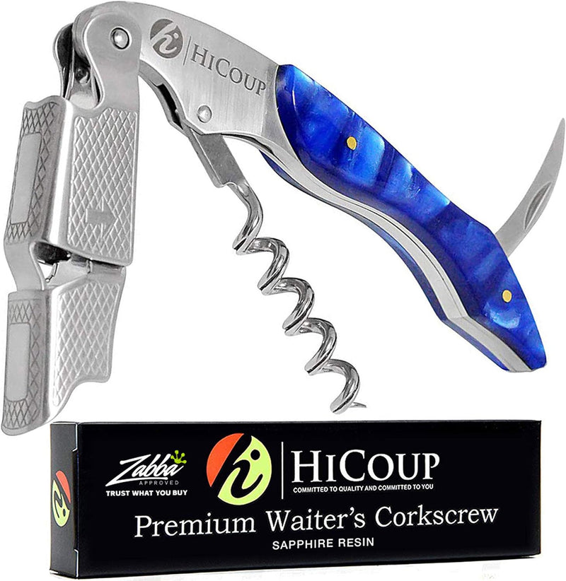 Hicoup Wine Opener - Professional Corkscrews for Wine Bottles w/Foil Cutter and Cap Remover - Manual Wine Key for Servers, Waiters, Bartenders and Home Use - Classic Rosewood