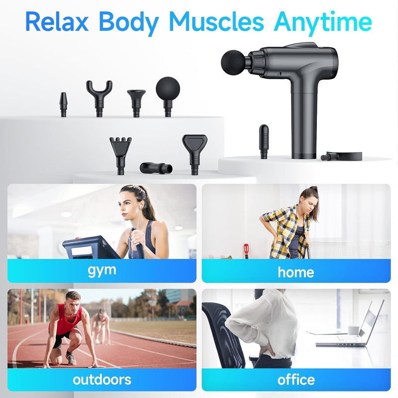 JQX Massage Gun Deep Tissue, Handheld Electric Body Muscle Massage Gun, High Percussion Vibration Back Neck Massager for Athletes with 30 Speed Levels & 9 Heads, Gifts for Men and Women Grey