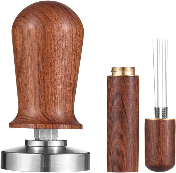 Decdeal 51mm Espresso Tamper and Stirrer Set, Coffee Tamper with Spring Loaded Flat, Stainless Steel Base Coffee Tamper
