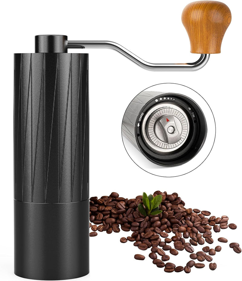 Ankrs Manual Coffee Grinder, Stainless Steel Manual Ceramic Burr Mini Coffee Bean Grinder, Portable Small Hand Coffee Grinder for Expressp, Chemex, Aeropress Grinder for Camp, Kitchen, Office-Brown
