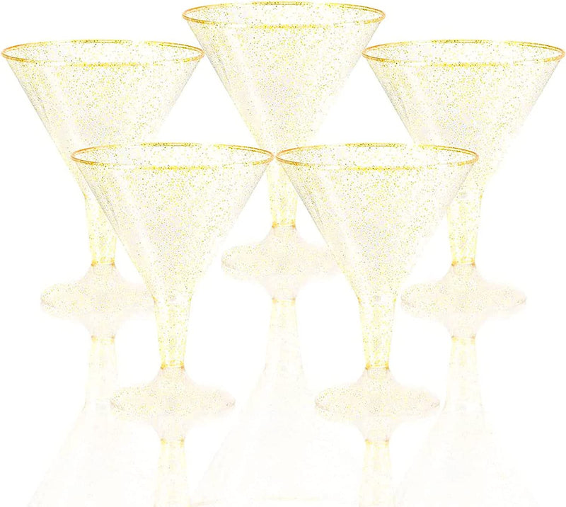 Liacere 24 Pack Clear Plastic Martini Glasses - 6.25oz Disposable Cocktail Glasses - Plastic Margarita Glasses Perfect for Wedding & Party