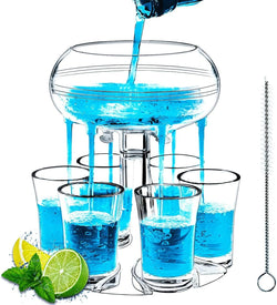 MOKOQI Acrylic Shot Glasses Dispenser, 6 Shot Glass Dispenser and Holder for Liquid Fun Drinking in College, Camping, 21st Birthday Home Parties