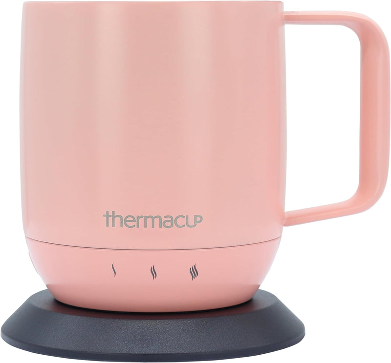 Thermacup Premium Self-Heating Coffee Mug with Lid, Temperature Controlled Led Electric Mug, 3 Custom Heat Settings, Auto Shut Off Feature, Keeps Liquids Warm, Sip Smarter (Midnight Black – 14 oz.)