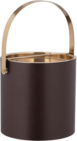 Kraftware 3qt Brushed Gold Arch Handle & Bridge Cover: White Santa Barbara 3 quart Ice Bucket, Small