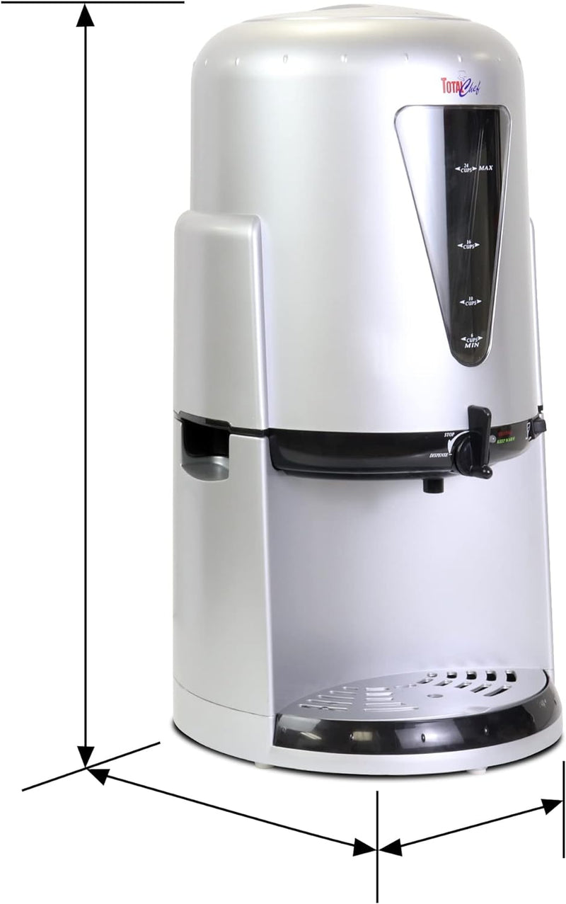 Total Chef Coffee Urn 24 Cup Electric Percolator, Automatic Hot Beverage Maker for Tea, Cider, Mulled Wine, 1.5 Gal Capacity, Double Wall Insulated, Hands-Free Dispenser, Silver and Black