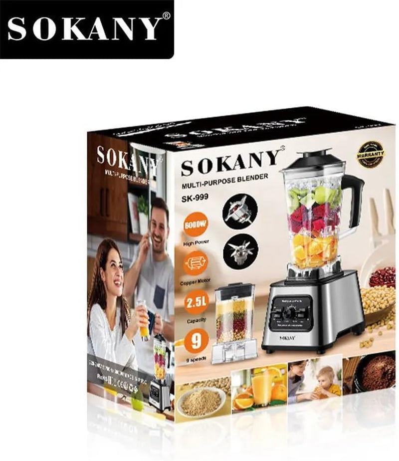 Sokany SK-999 Multi Purpose Blender 6000W High Power 2 in 1 Cup Food Processor, Ice Crusher