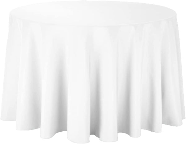 Elegant White Polyester Round Tablecloth Set - 10 Pieces 108 Inches - Ideal for Weddings Restaurants Banquets Parties - Machine Washable