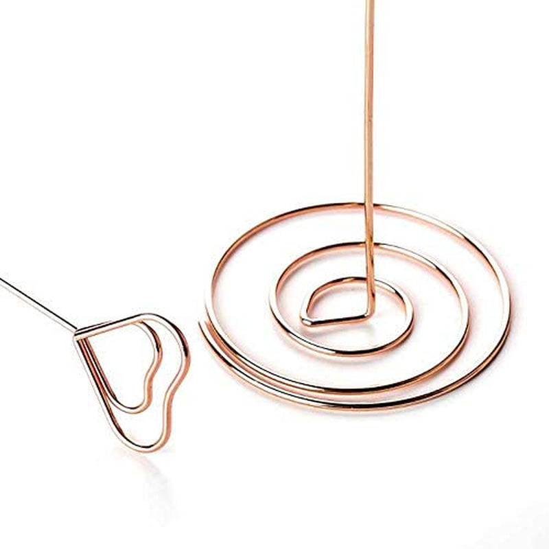 10Pcs 8.6 Inch Tall Place Card Holder Table Number Holder Table Card Holder Table Number Stands with Heart Shape Photo Picture Memo Clips for Wedding Favors, Rose Gold