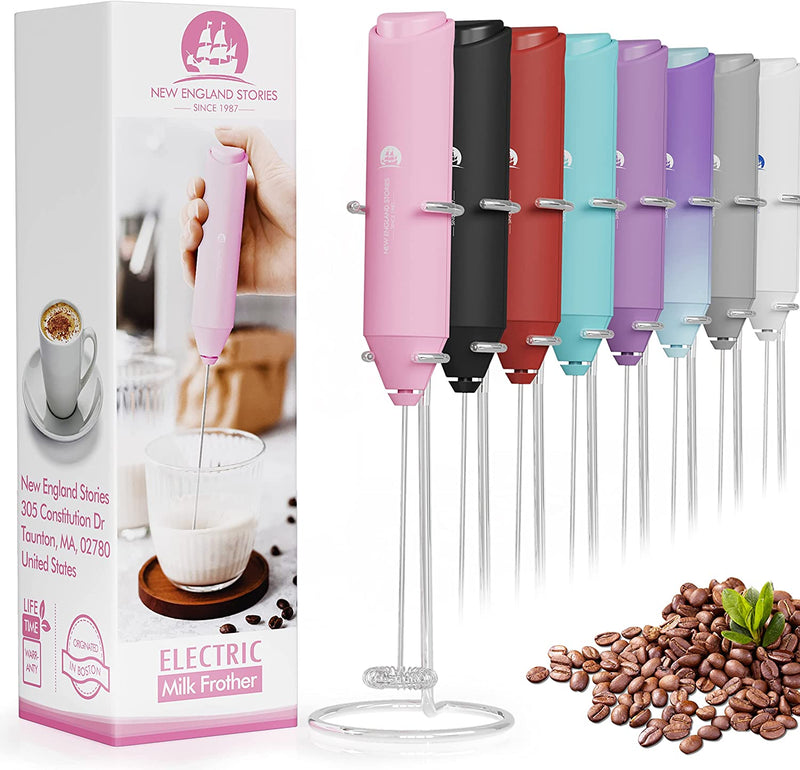 Powerful Milk Frother Handheld Foam Maker, Mini Whisk Drink Mixer for Coffee, Cappuccino, Latte, Matcha, Hot Chocolate, No Stand, Black