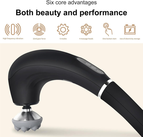 xinbaolong Rechargeable Hand Held Deep Tissue Massager for Muscles, Back, Foot, Neck, Shoulder, Leg, Calf Cordless Electric Percussion Body Massage,Balck…