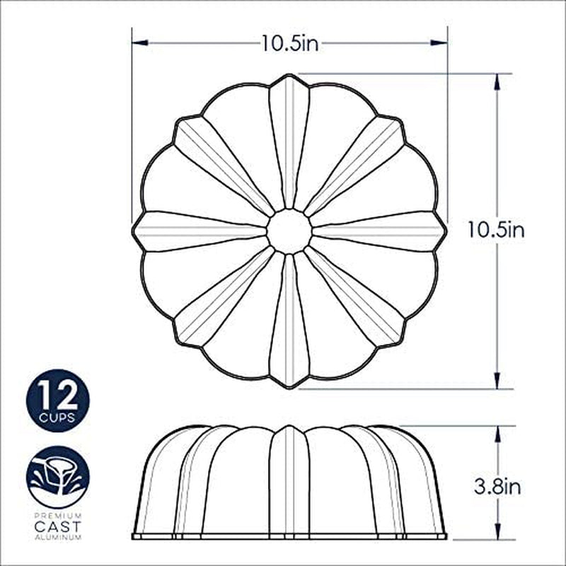 Nordic Ware Pro Cast Original Bundt Pan, 12 Cup, Grey