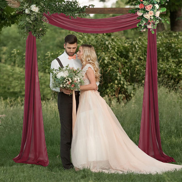 Burgundy Wedding Arch Draping Fabric - 18FT Chiffon Drapes for Backdrop