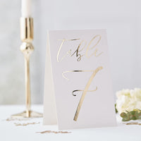 Gold Foiled Wedding Table Numbers Tent Cards 1-12 Decorations 12 Pack