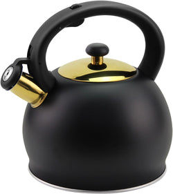 SHANGZHER Tea Kettle Stovetop Stainless Steel Whistle Induction Teakettle Fixed Cool Handle 3.2 Quart / 3 Liter Black