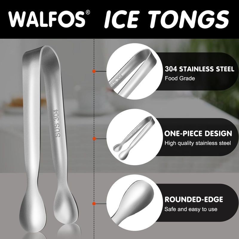 Walfos Mini Tongs for Serving Food, Small Tongs Stainless Steel Kitchen Tiny Tongs for Appetizers, Sugar，Desserts，Tea Party, Coffee Bar, Set of 12 （Silver）