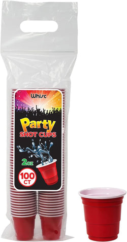 WHISC Disposable Shot Glasses [Pack of 36] - 2oz Red Plastic Shot Cups- Jello Shot Cups/Party Shot Glasses For Birthdays, Graduations, Bachelorette, BBQs & More- Mini Tasting Cups/Sample Cups