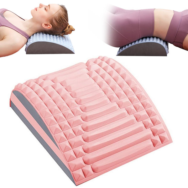 Back Stretcher,Neck and Back Stretcher,Refresh Back Stretcher for Lower Back Pain Relief,Multi-Level Adjustable Spine Stretcher for Herniated Disc, Sciatica, Scoliosis(pink)