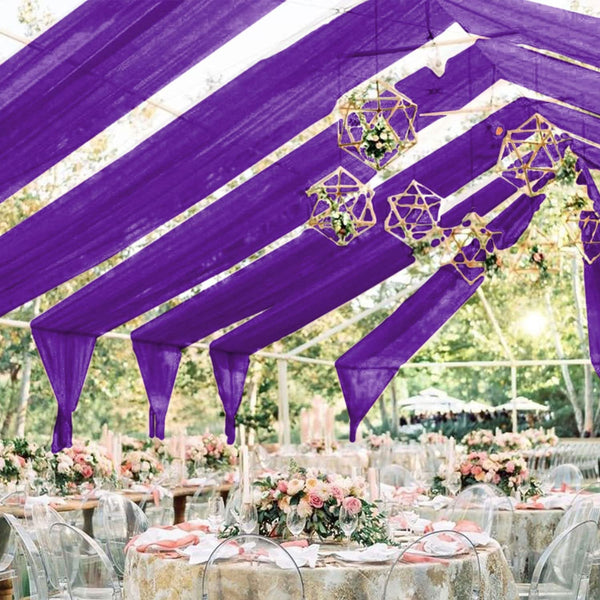 Purple Wedding Arch Draping Set - 6 Panels of 5x10 Ft Chiffon Drapery