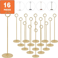 16 Pieces Table Card Holder 12 Inches Gold Place Steel Card Holders for Photos, Food Signs, Memo Notes, Weddings, Restaurants, Birthdays.