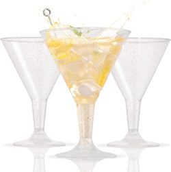 Liacere 24 Pack Clear Plastic Martini Glasses - 6.25oz Disposable Cocktail Glasses - Plastic Margarita Glasses Perfect for Wedding & Party