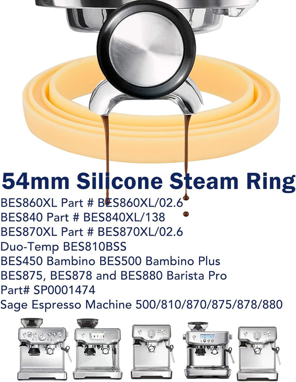 1Pcs 54mm Silicone Steam Ring, Grouphead Gasket Seal for Breville Espresso Machine, Coffee Machine Brew Group Head Seal Gasket for Breville/Sage, Replacement 878/870/860/840/810/500/450/875/880 Part