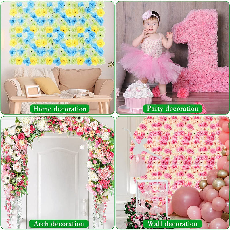 24 Pc Artificial Flower Grid Panels for DIY Flower Wall Frames - Wedding Party Decoration