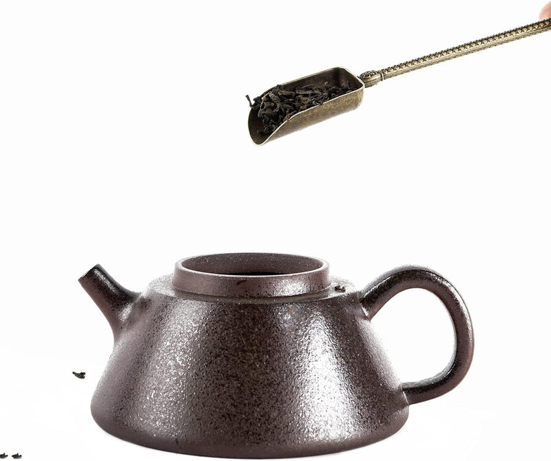 JANKOW Vintage Loose Leaf Tea Scoop with Fu Text, Bestow luck, Copper Metal Measuring Spoons For Tea, Coffee (2Pcs).