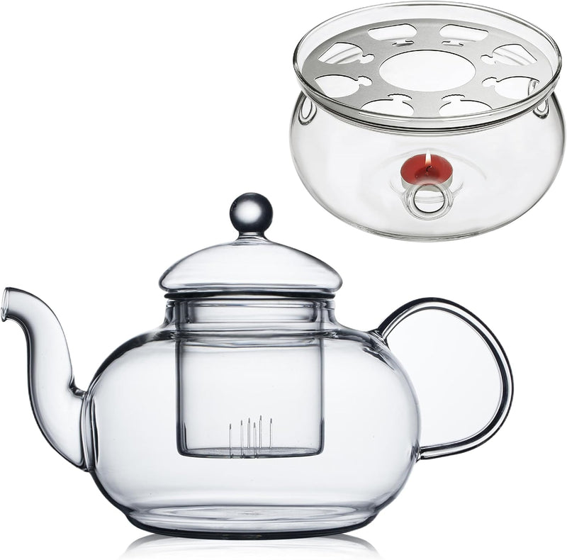 CNGLASS Universal Glass Teapot Warmer,Handcrafted with Heat Proof & Lead-Free Glass Tealight Warmer 5.3 in/13.5cm Diameter (Candle not Included)