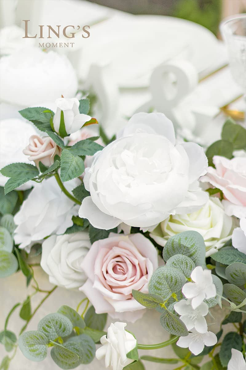 2PCS White Floral Swags Centerpieces for WeddingEvent Decor