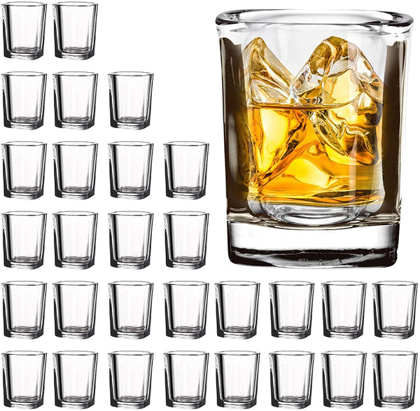 Vivimee 30 Pack Heavy Base Shot Glasses Bulk, 2.2 oz Square Shot Glasses Set, Clear Espresso Shot Glass, Small for Vodka, Whiskey, Tequila, Espressos, Spirits & Liquors