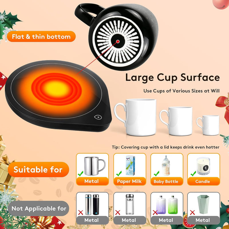 【2023 Upgraded】 Coffee Mug Warmer for Desk with Auto Shut Off -Coffee Warmer Desk/Coffee Cup Warmer/Coffee Warmer with Mug Set with 2 Temperature for Office Home-Winter, Valentine's Day