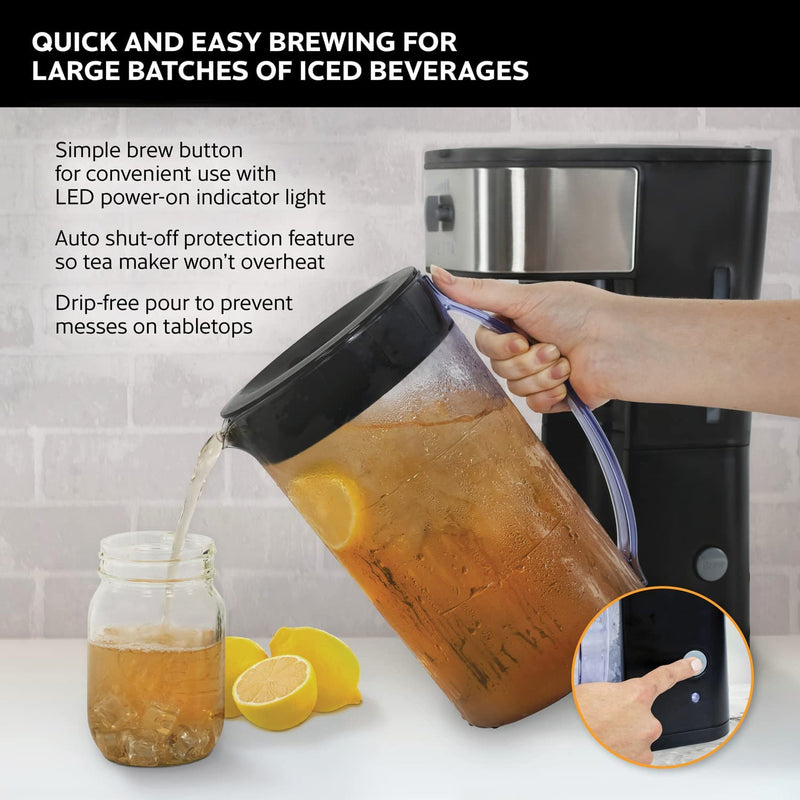 VETTA 2.5 Qt. Iced Tea Maker with Adjustable Strength Selector for Tea and Iced Coffee Brewing, Works with Loose Leaf, Bagged Tea or Coffee Grounds, Removeable Brew Basket, Reusable Filter, Black (1)