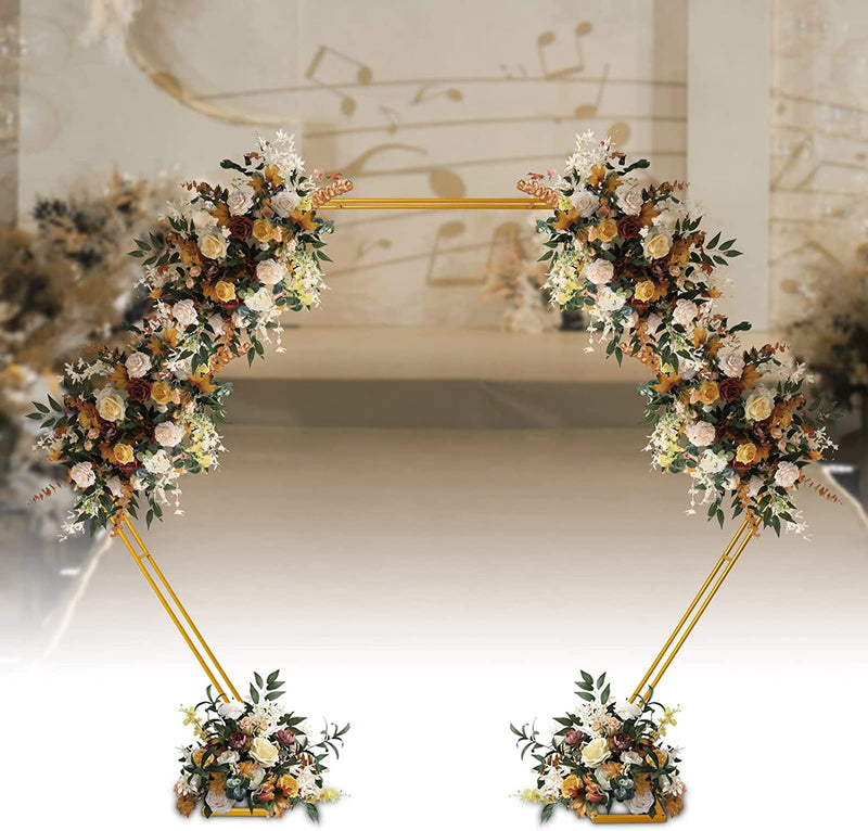 Garden Arbor Wedding Arch and Backdrop Stand Set - Hexagon Metal for Weddings  Parties