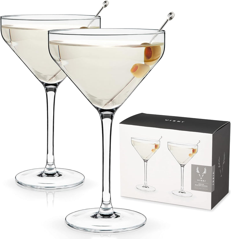 Viski Nick and Nora Glasses, Stemmed Drinkware, Premium Crystal Cocktail Glasses, Cocktail Coupe Glasses, Home and Bar Glass cups, Set of 2, 6oz