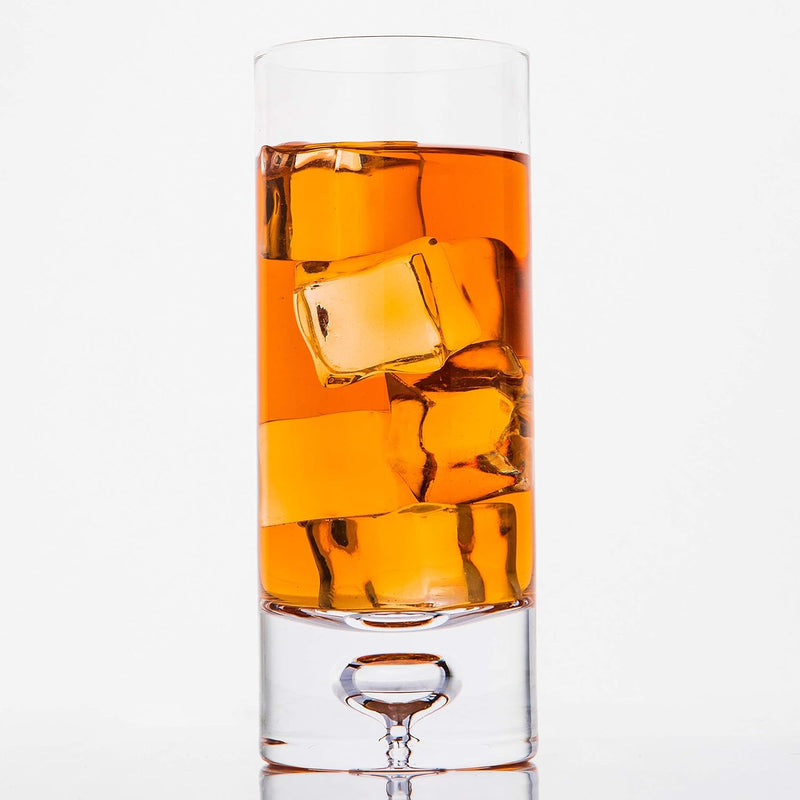 LEMONSODA Crystal Bubble Base Collins Glass Highball Tumbler - Set of 4-12OZ - Heavy Weighted Bottom - Unique Design Great for Water, Juice, Beer, Cocktails, and More