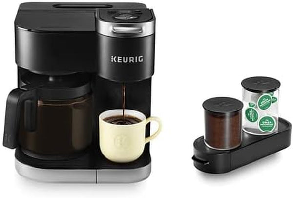 Keurig K-Duo Coffee Maker, Single Serve K-Cup Pod and 12 Cup Carafe Brewer, with Keurig Station K-Cup Pod & Ground Coffee Storage Unit, Black