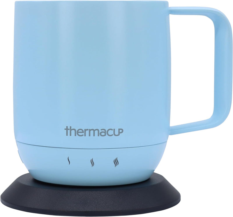 Thermacup Premium Self-Heating Coffee Mug with Lid, Temperature Controlled Led Electric Mug, 3 Custom Heat Settings, Auto Shut Off Feature, Keeps Liquids Warm, Sip Smarter (Midnight Black – 14 oz.)