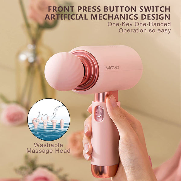 Movo Massage Gun Deep Tissue,Muscle Percussion Pink Massager Guns for Women,Athletes,Super Quiet,Travel Portable Hand held Electric Fascia Gun for Back,Shoulder Pain Relief,Neck,Christmas Gifts